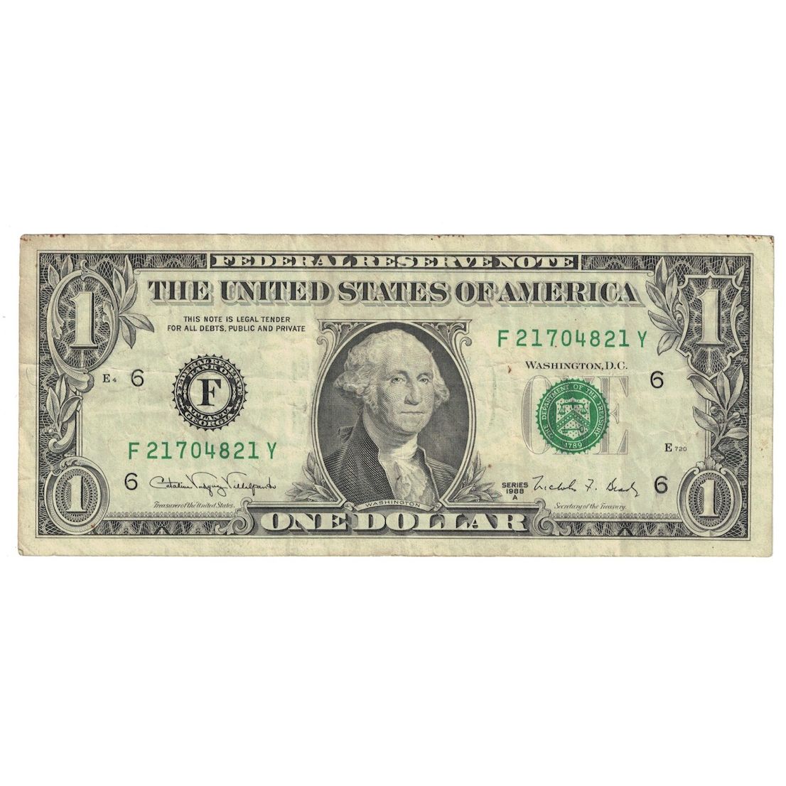 Banconote, Stati Uniti, One Dollar, 1988A, ATLANTA, KM:3861, MB+