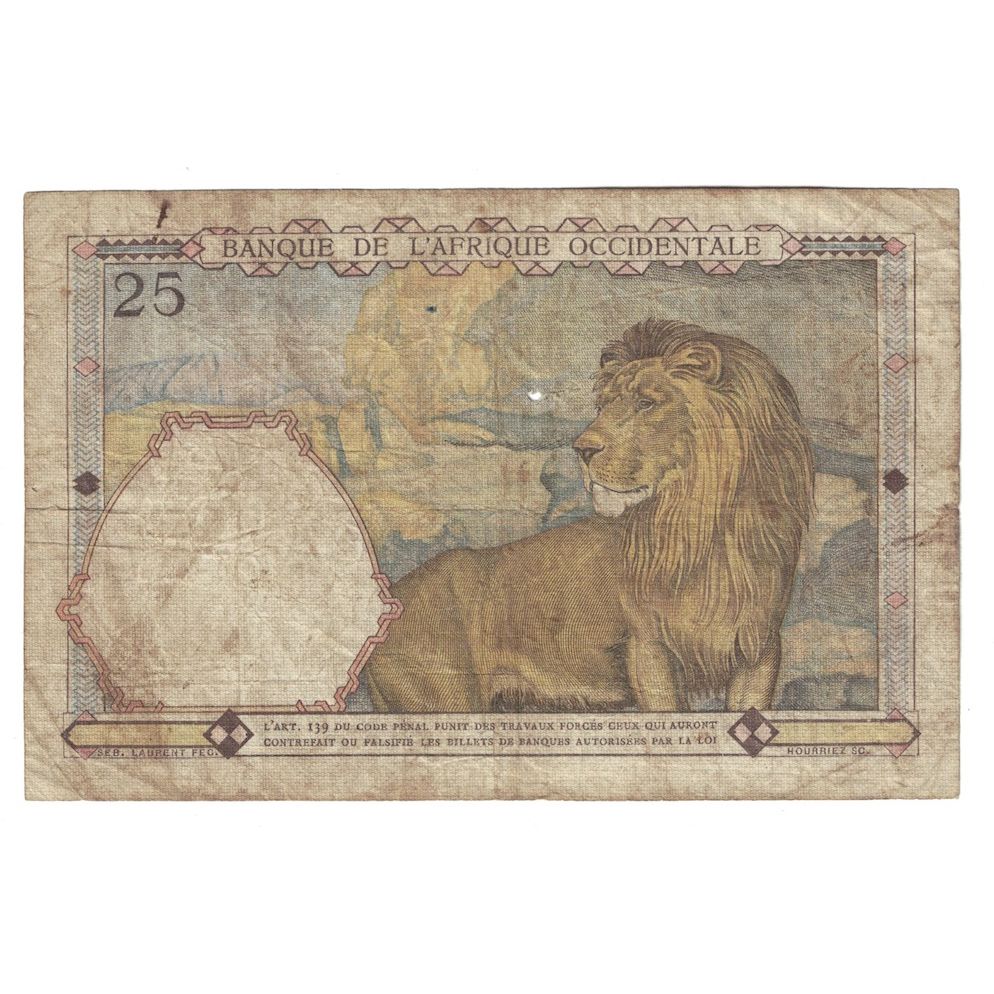 Billete, 25 Francs, 1942, África oriental francesa, 1942-10-01, KM:27, RC+