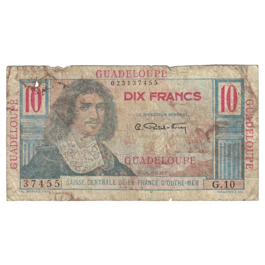 Guadalupe, 10 Francs, Colbert, Undated (1947-49), G.10, B, KM:32