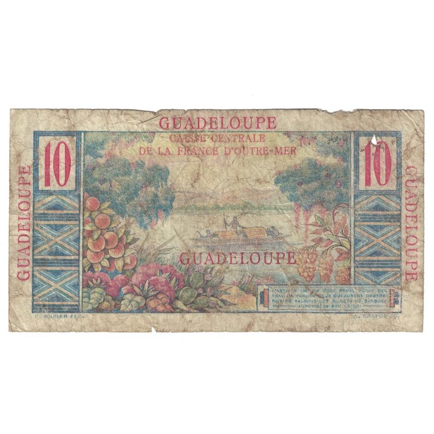 Guadalupe, 10 Francs, Colbert, Undated (1947-49), G.10, B, KM:32
