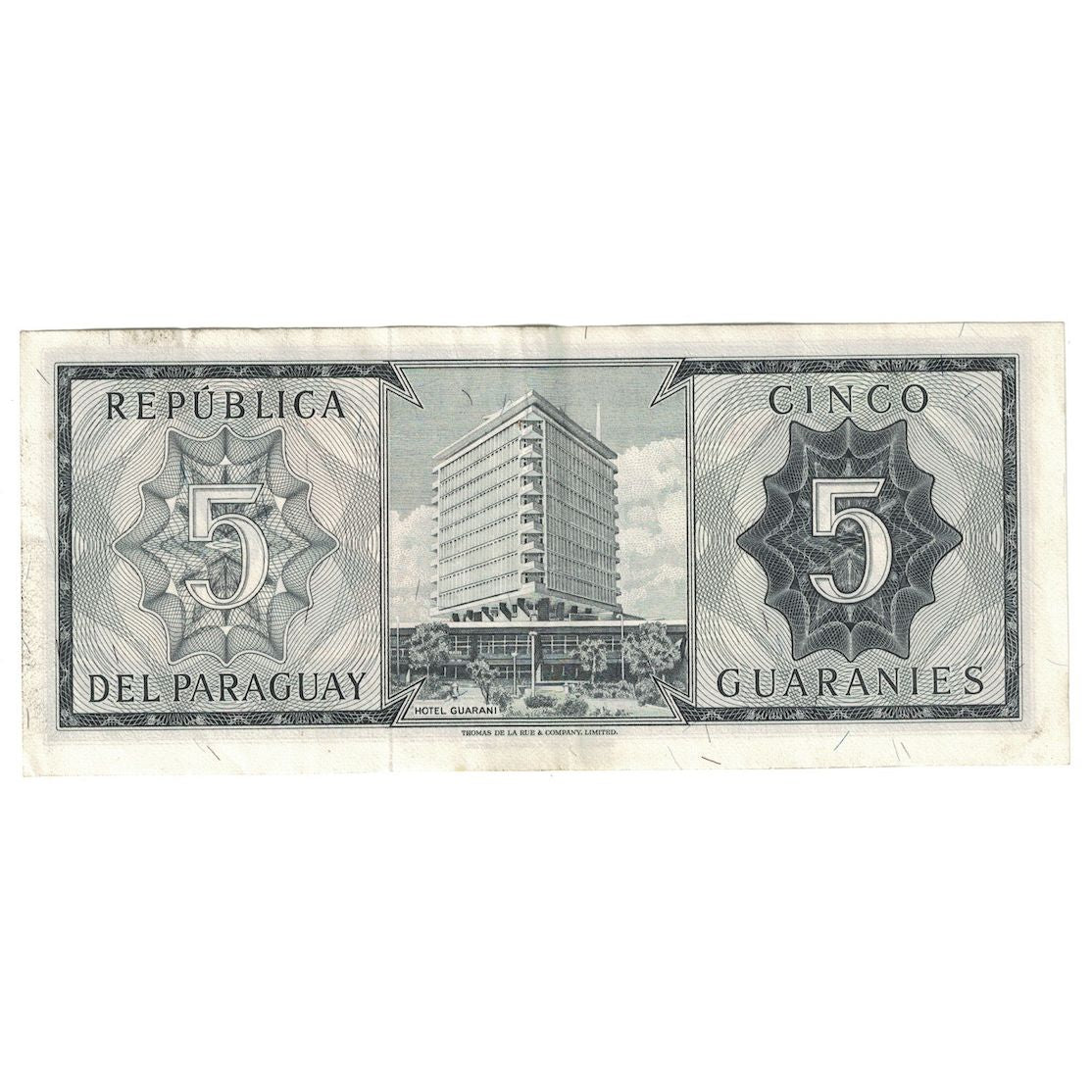 Banknote, Paraguay, 5 Guaranies, L1952, KM:195a, AU(50-53)