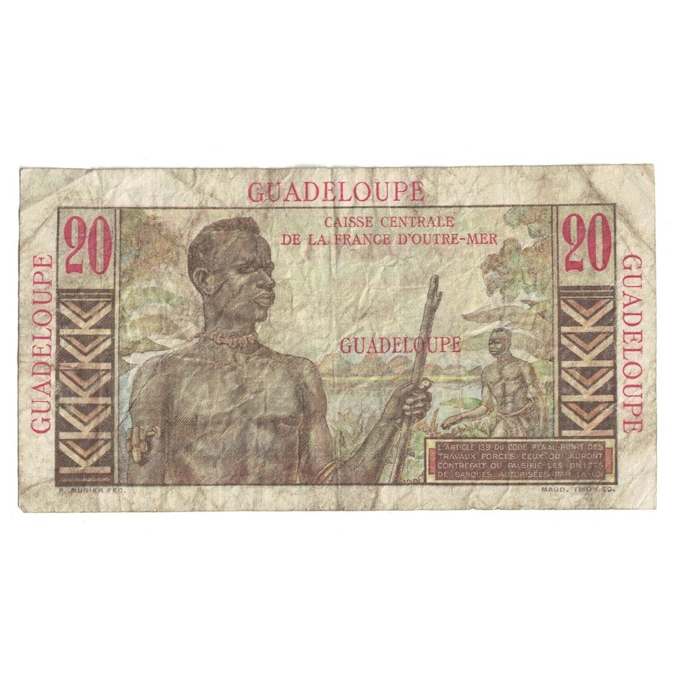 Guadalupe, 20 Francs, Undated (1947-49), T.6, MB, KM:33