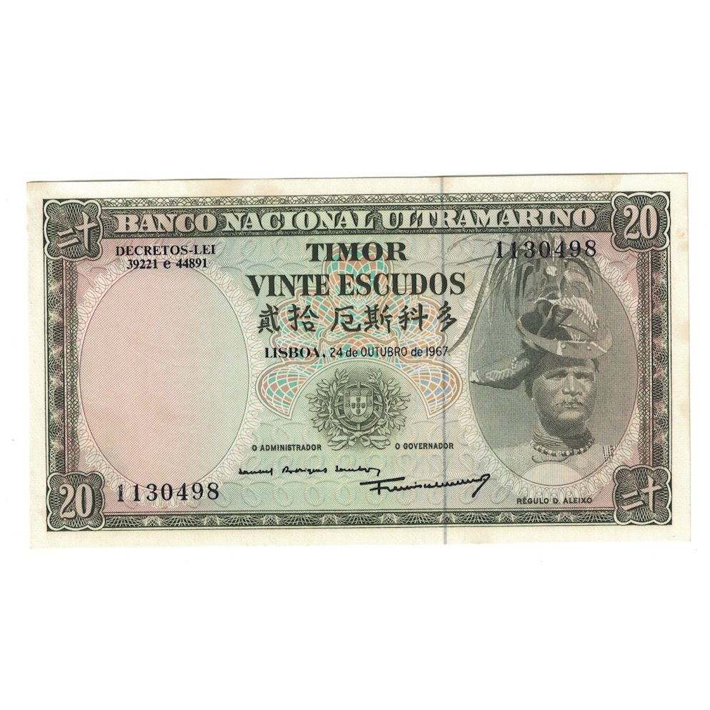 Banconote, Timor, 20 Escudos, 1967, 1967-10-24, KM:26a, BB+