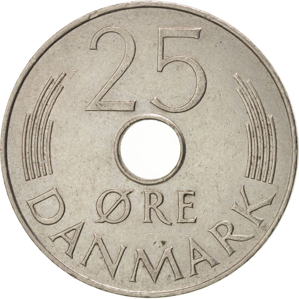 Denmark, Margrethe II, 25 Öre, 1979, Copenhagen, AU(55-58), Copper-nickel