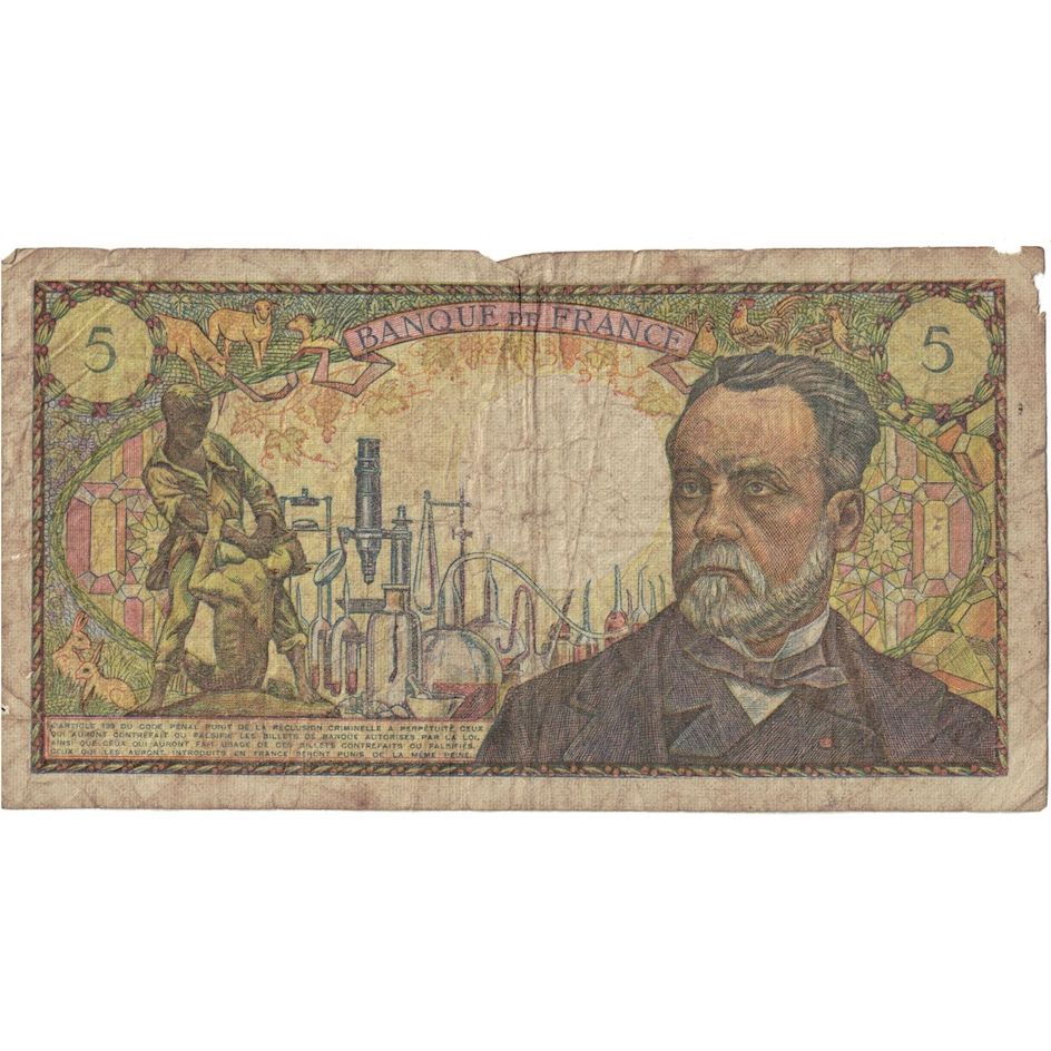 Francia, 5 Francs, Pasteur, 1970, K.127, B, Fayette:61.12, KM:146b