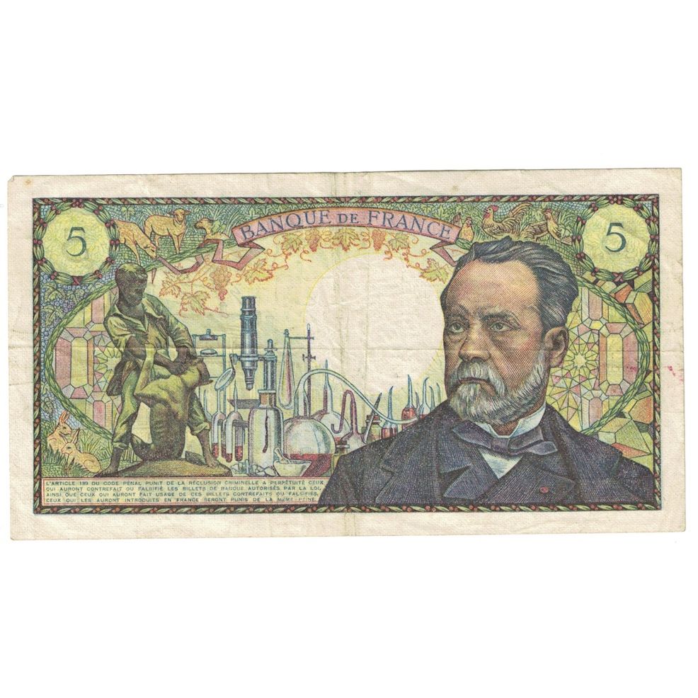 Francia, 5 Francs, Pasteur, 1970, L.117, MB+, Fayette:61.12, KM:146b