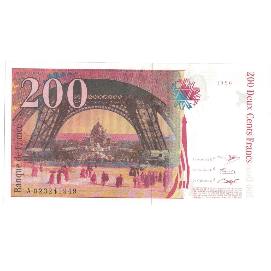France, 200 Francs, Eiffel, 1996, A.023, UNC(64), Fayette:75.2, KM:159a