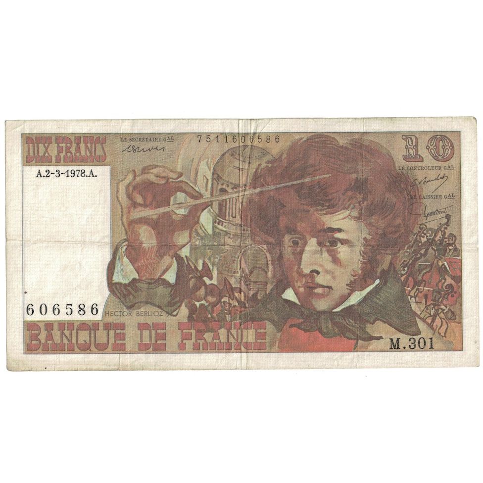 France, 10 Francs, Berlioz, 1978, M.301, B+, Fayette:63.23, KM:150c