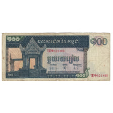 Biljet, Cambodja, 100 Riels, Undated (1963-72), KM:12a, B+