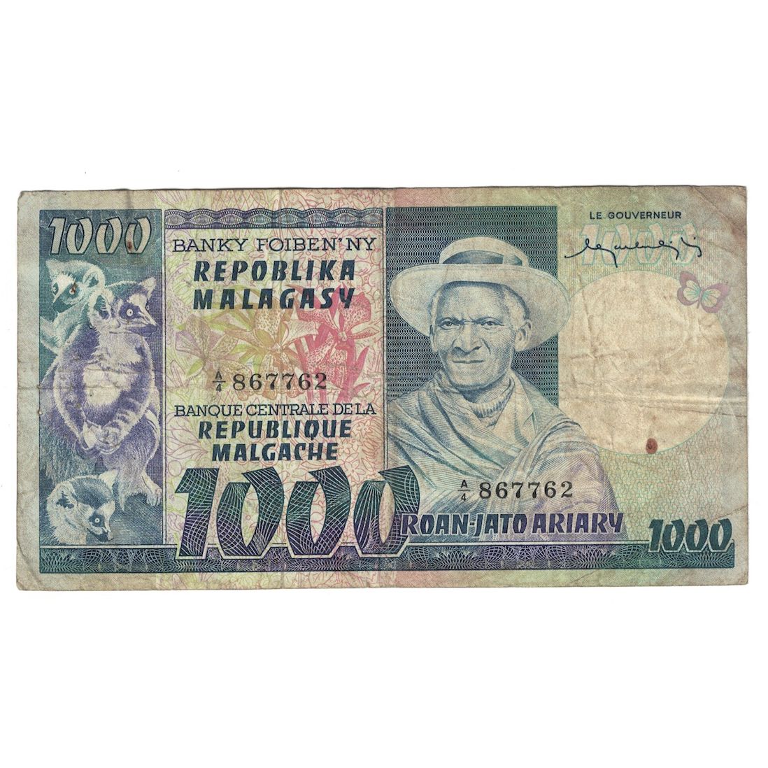 Geldschein, Madagascar, 1000 Francs = 200 Ariary, Undated (1974), KM:65a, S