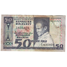 Nota, Madagáscar, 50 Francs = 10 Ariary, Undated (1974-75), KM:62a, VF(30-35)
