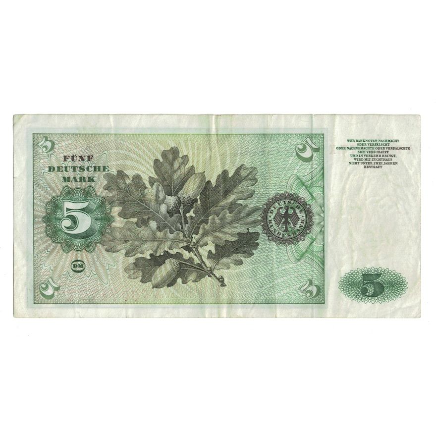 Nota, ALEMANHA - REPÚBLICA FEDERAL, 5 Deutsche Mark, 1960, 1960-01-02, KM:18a