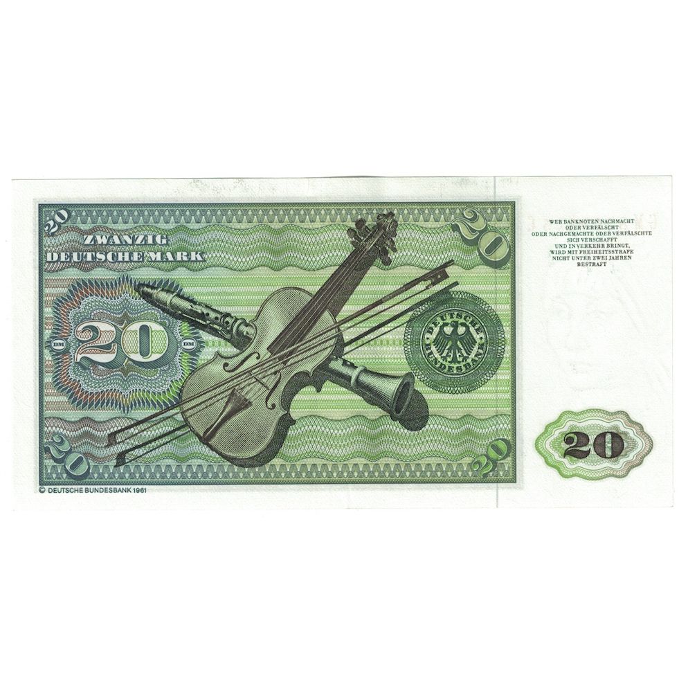 Nota, ALEMANHA - REPÚBLICA FEDERAL, 20 Deutsche Mark, 1980, 1980-01-02, KM:32d
