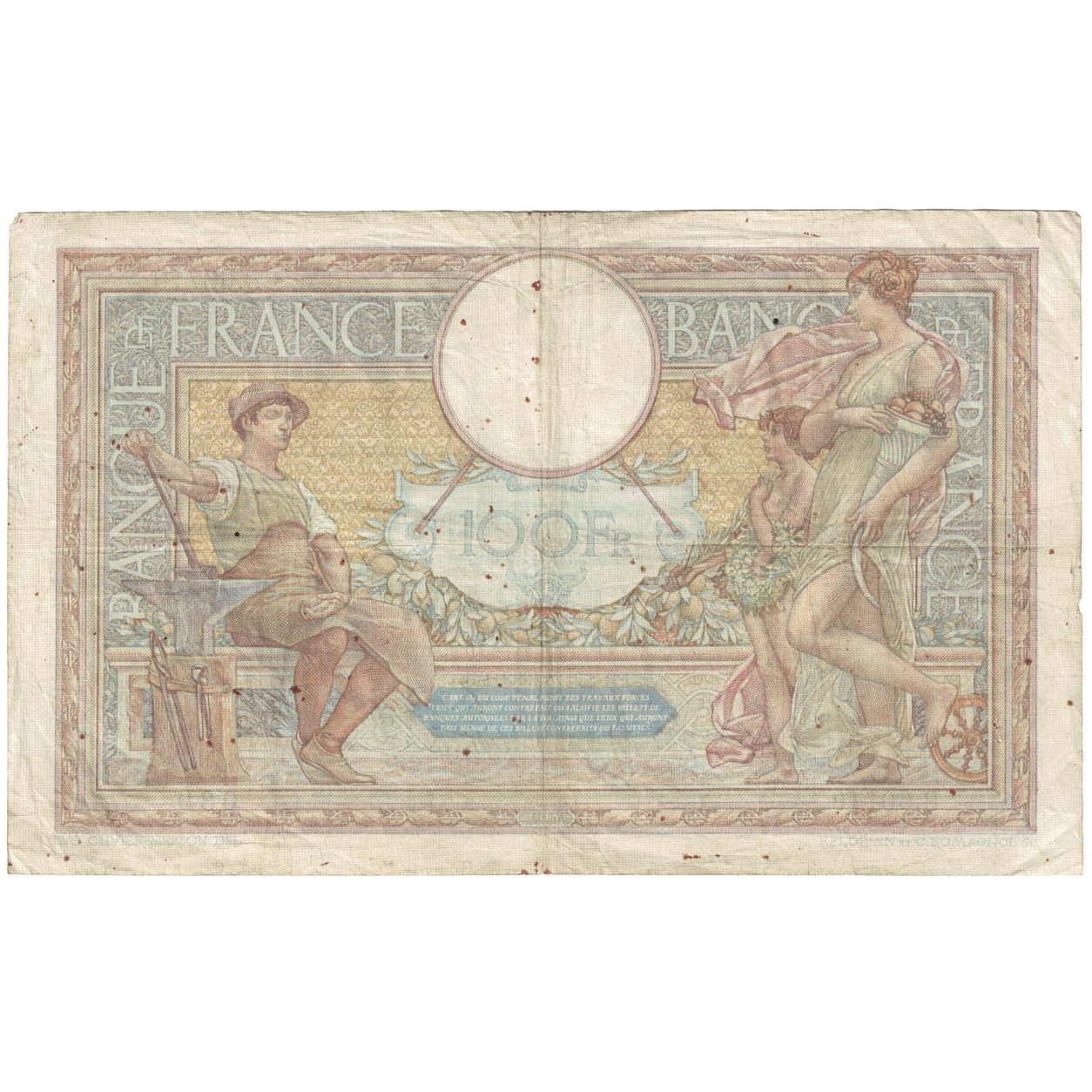 France, 100 Francs, Luc Olivier Merson, 1938, R.607, VF(30-35), Fayette:25.29