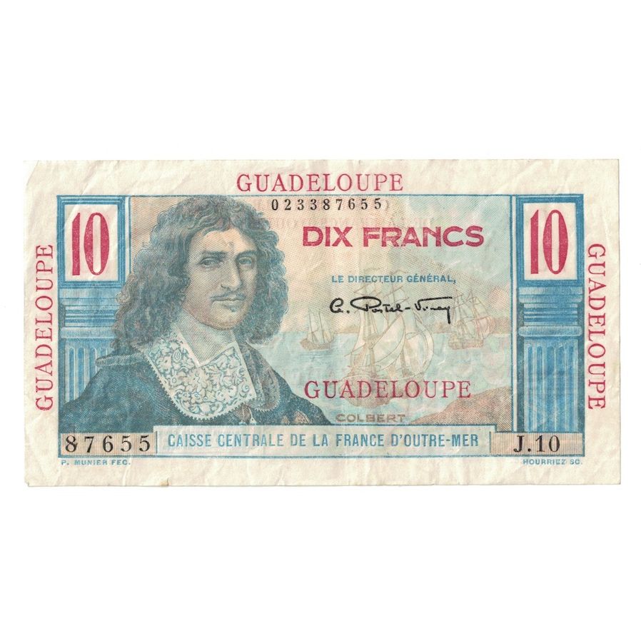 Guadalupe, 10 Francs, Undated (1947-49), J.10, Colbert, BB+, KM:32