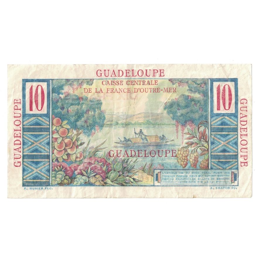 Guadalupe, 10 Francs, Undated (1947-49), J.10, Colbert, BB+, KM:32