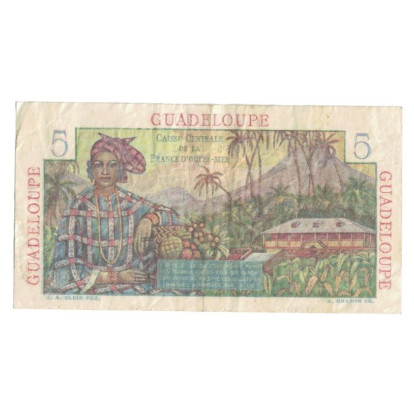 Guadalupe, 5 Francs, Undated (1947-49), F.23, BB, KM:31