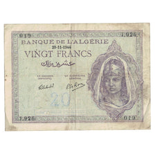 Geldschein, Algeria, 20 Francs, 1944, 1944-11-29, KM:92b, S+