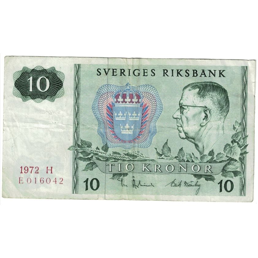 Billet, Suède, 10 Kronor, 1972, KM:52c, TTB