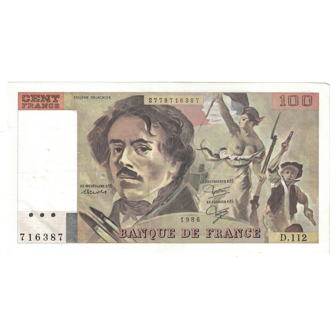 Frankreich, 100 Francs, Delacroix, 1986, D.112, UNZ-, Fayette:69.10, KM:154b
