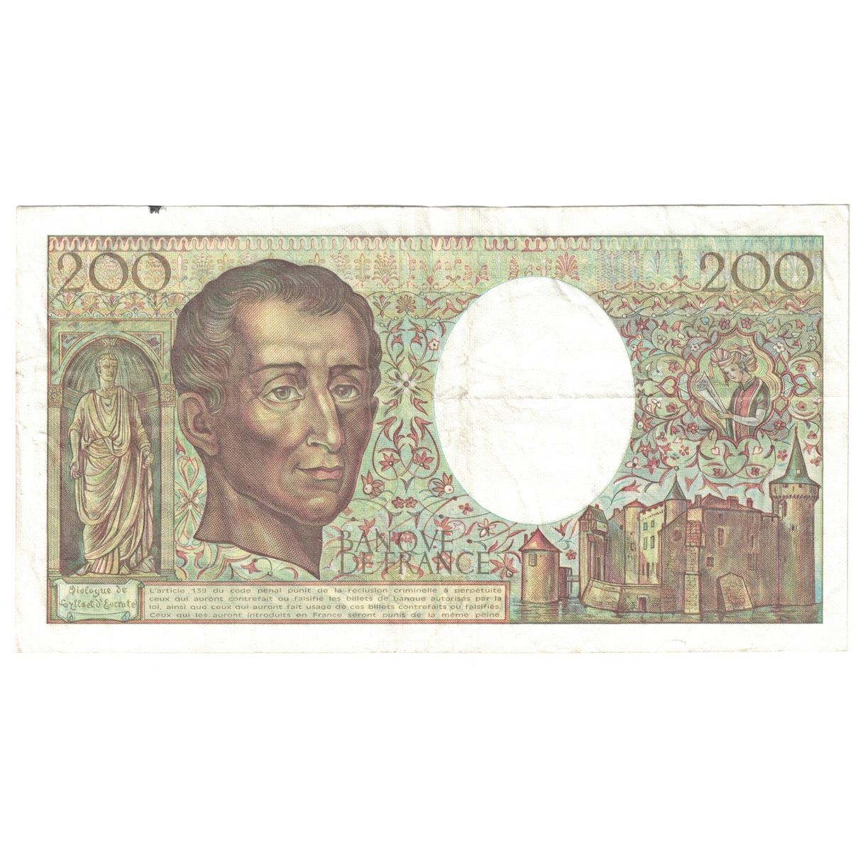 Francja, 200 Francs, Montesquieu, 1989, T.072, EF(40-45), Fayette:70.09, KM:155c