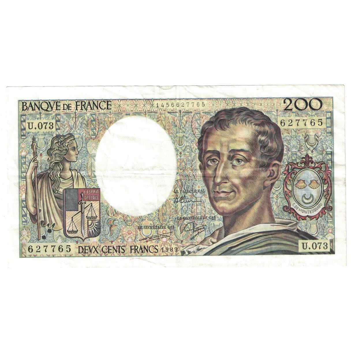 Francja, 200 Francs, Montesquieu, 1989, U.073, EF(40-45), Fayette:70.09, KM:155c