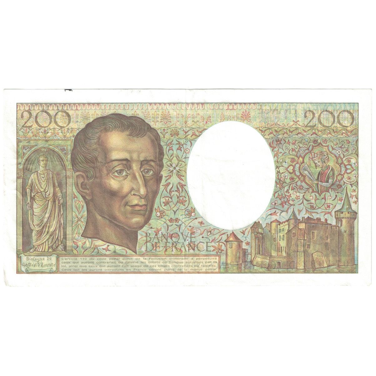 França, 200 Francs, Montesquieu, 1989, E.076, EF(40-45), Fayette:70.09, KM:155c