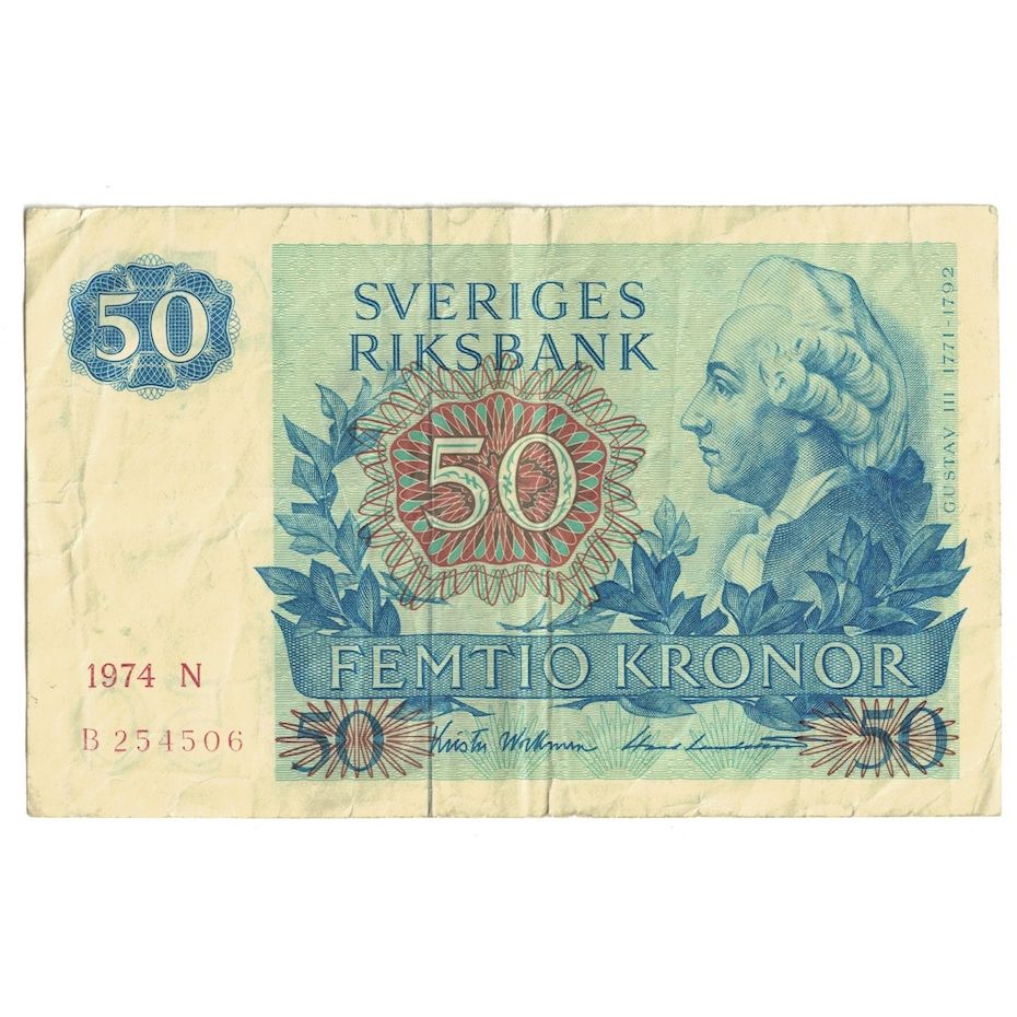 Biljet, Zweden, 50 Kronor, 1974, KM:53b, TB+