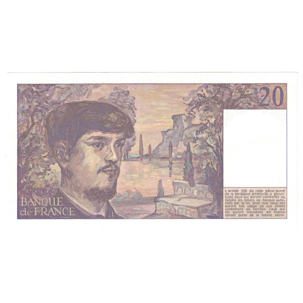 Francja, 20 Francs, Debussy, 1986, F.017, UNC(64), Fayette:F66.07.A17, KM:151a