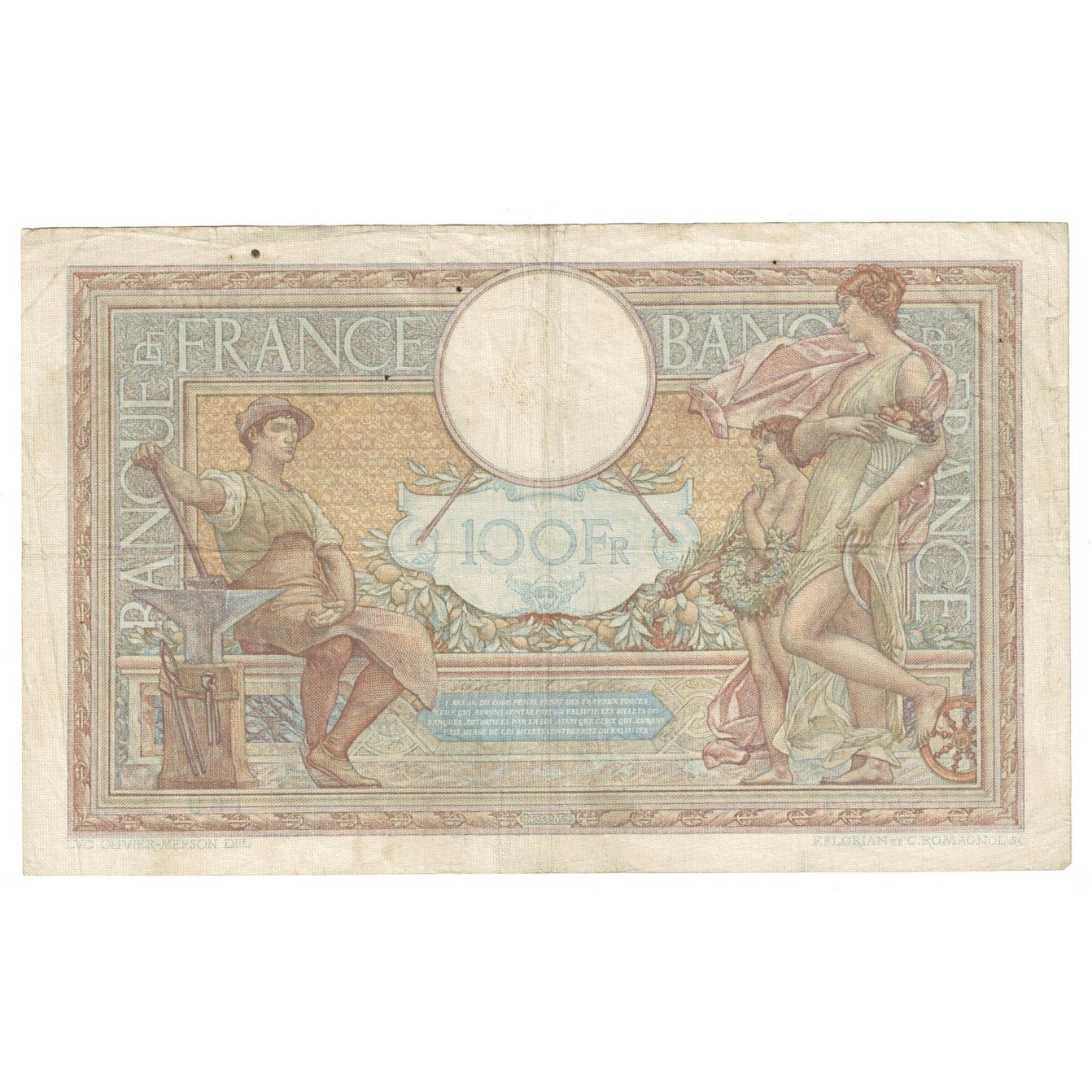 Frankreich, 100 Francs, Luc Olivier Merson, 1938, S.607, S+, Fayette:25.30