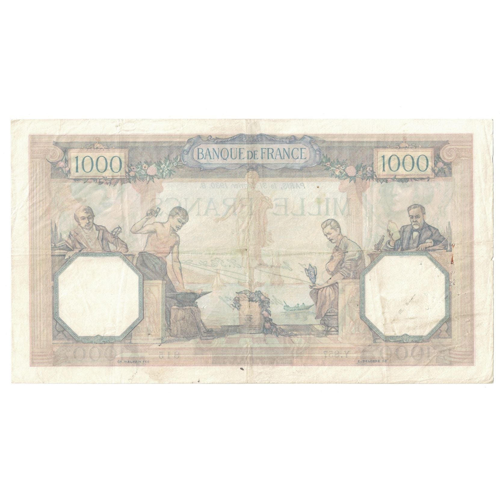França, 1000 Francs, Cérès et Mercure, 1930, Y.857, VF(30-35), Fayette:37.4