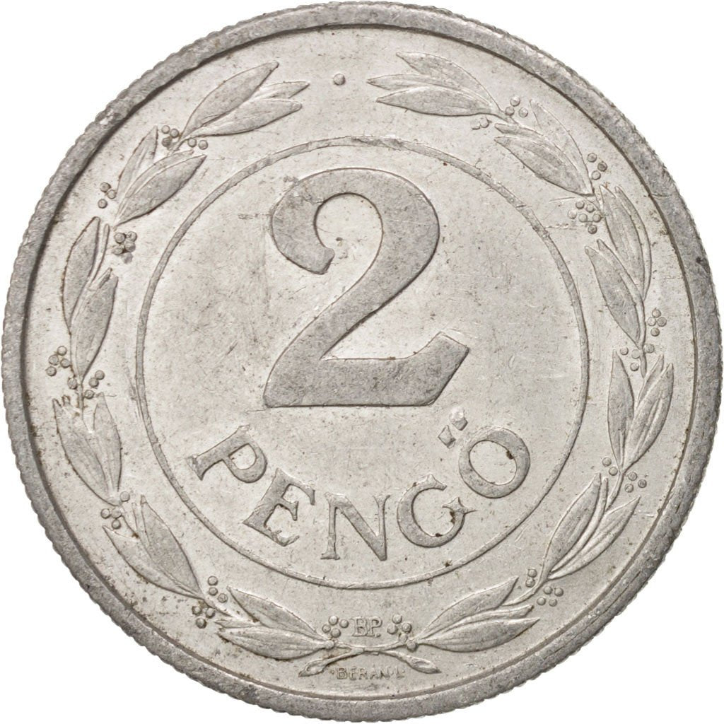 Hungary, 2 Pengö, 1943, AU(50-53), Aluminum, KM:522.1