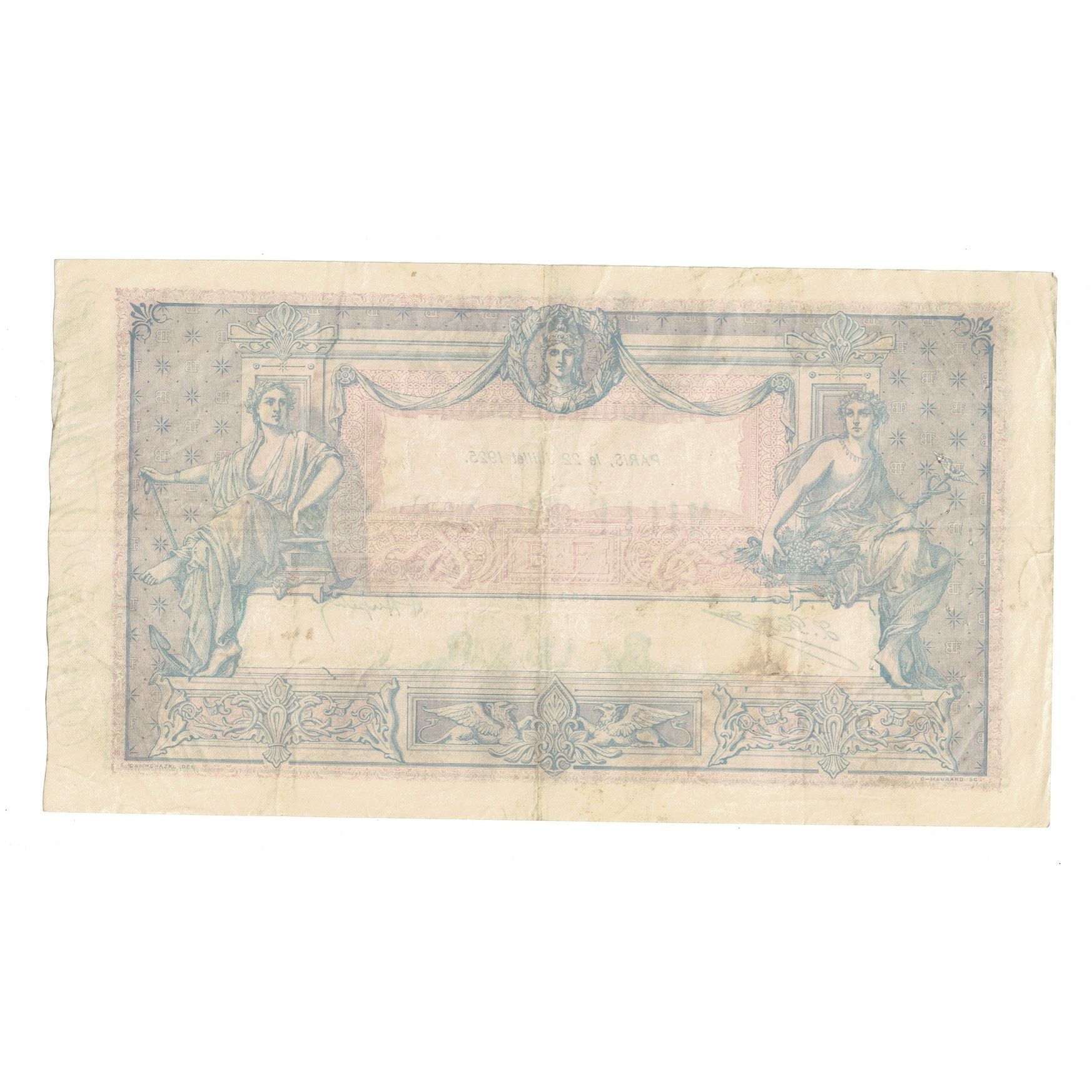 Francia, 1000 Francs, Bleu et Rose, 1925, L.1984, MB+, Fayette:36.41, KM:67j