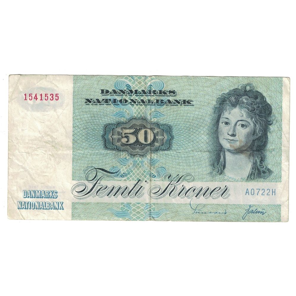 Biljet, Denemarken, 50 Kroner, 1972, KM:50a, TB