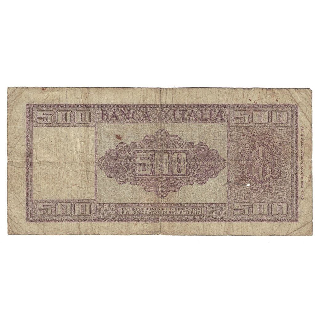 Geldschein, Italien, 500 Lire, 1947, 1947-08-18, KM:80a, SGE+