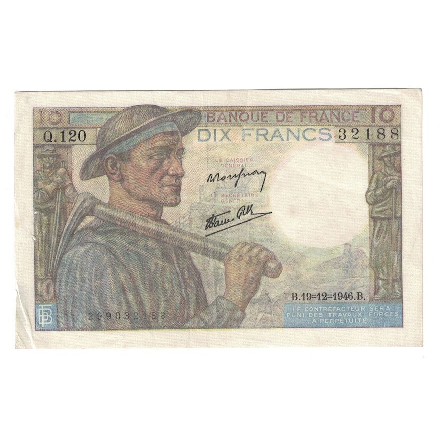 Frankreich, 10 Francs, Mineur, 1946, Q.120, SS+, Fayette:8.16, KM:99e
