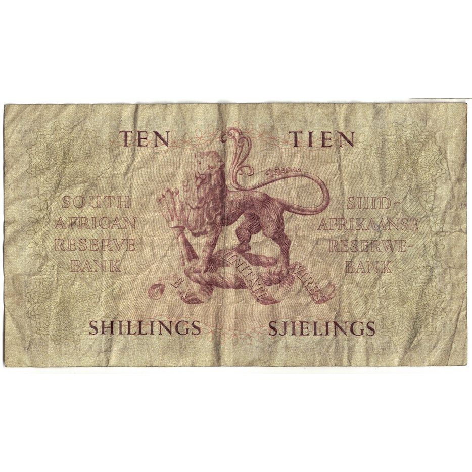 Billete, 10 Shillings, 1957, Sudáfrica, 1957-01-07, KM:91d, RC+