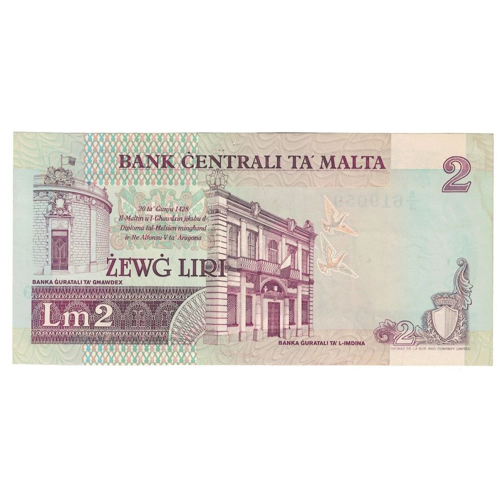 Banconote, Malta, 2 Liri, 1994, KM:45a, SPL