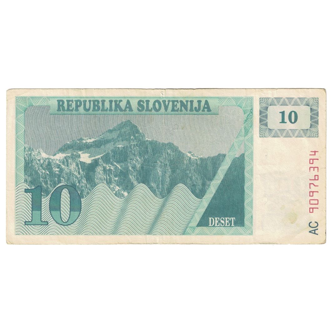 Biljet, Slovenië, 10 (Tolarjev), 1990, KM:4a, TTB