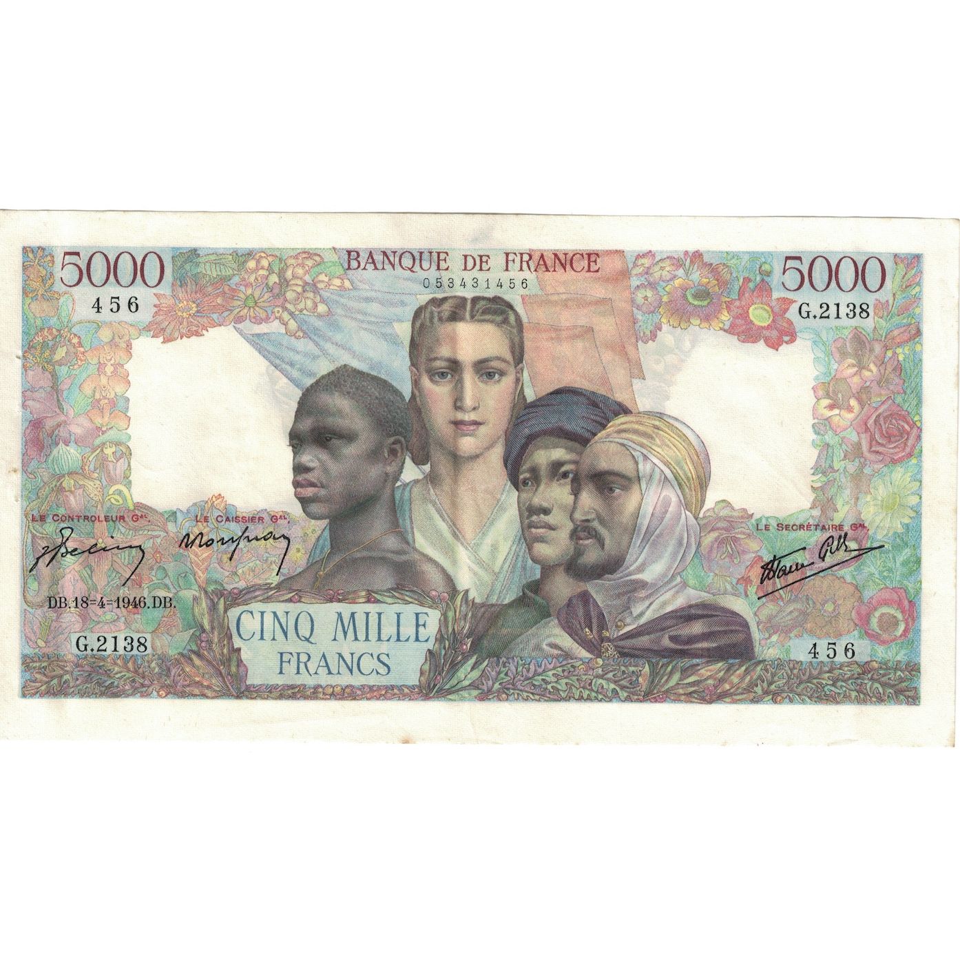Frankreich, 5000 Francs, Empire Français, 1946, G.213, SS+, Fayette:47.52