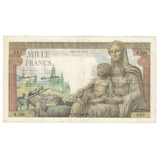 Francia, 1000 Francs, Déesse Déméter, 1942, X.139, MBC, Fayette:40.1, KM:102