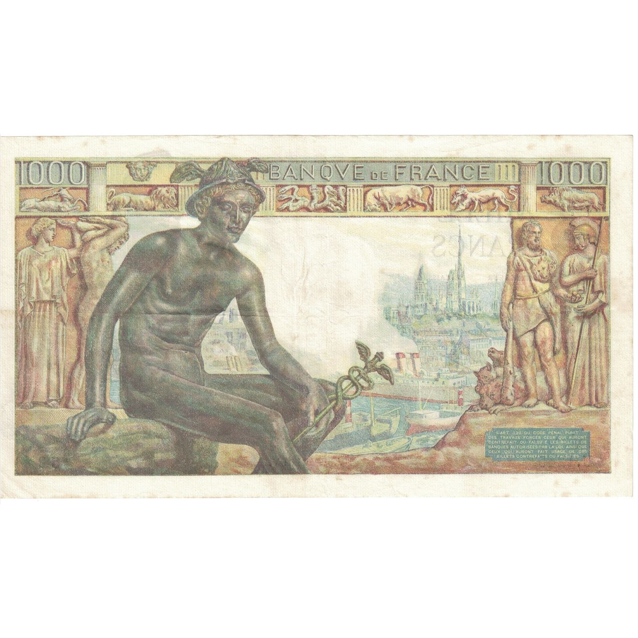 Frankrijk, 1000 Francs, Déesse Déméter, 1942, U.124, TTB+, Fayette:40.6