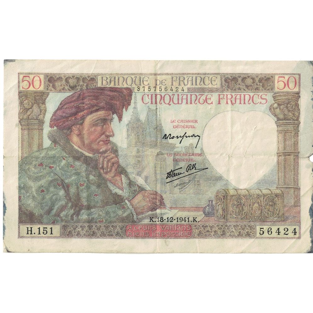 Frankreich, 50 Francs, Jacques Coeur, 1941, H.151, SGE+, Fayette:19.17, KM:93