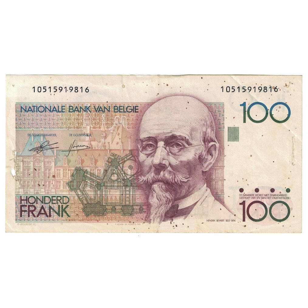 Biljet, België, 100 Francs, Undated (1982-94), KM:142a, B+