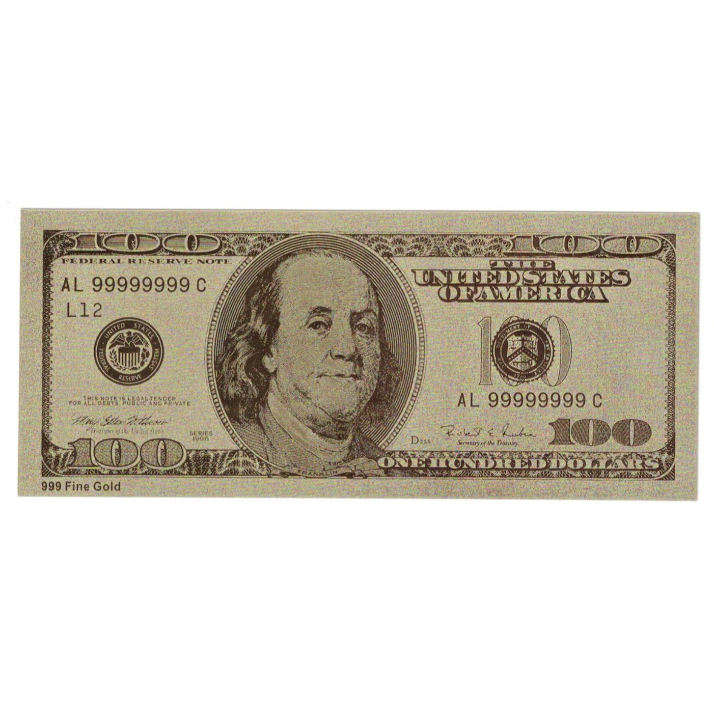 Banknote, United States, 100 Dollars, 1996, Factice collectible 24K plastic