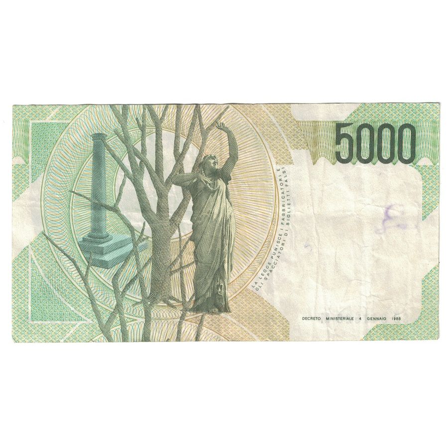 Banconote, Italia, 5000 Lire, 1985, 1985-01-04, KM:111c, MB+