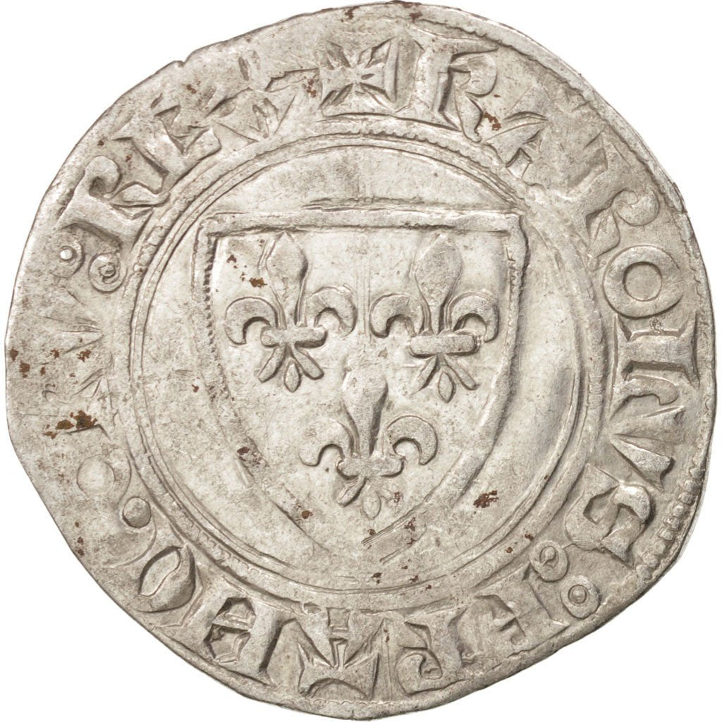 FRANCE, Charles VI, Blanc guénar, Mâcon, EF(40-45), Billon, Duplessy:377A