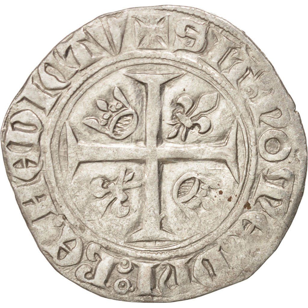 FRANCE, Charles VI, Blanc guénar, Mâcon, EF(40-45), Billon, Duplessy:377A