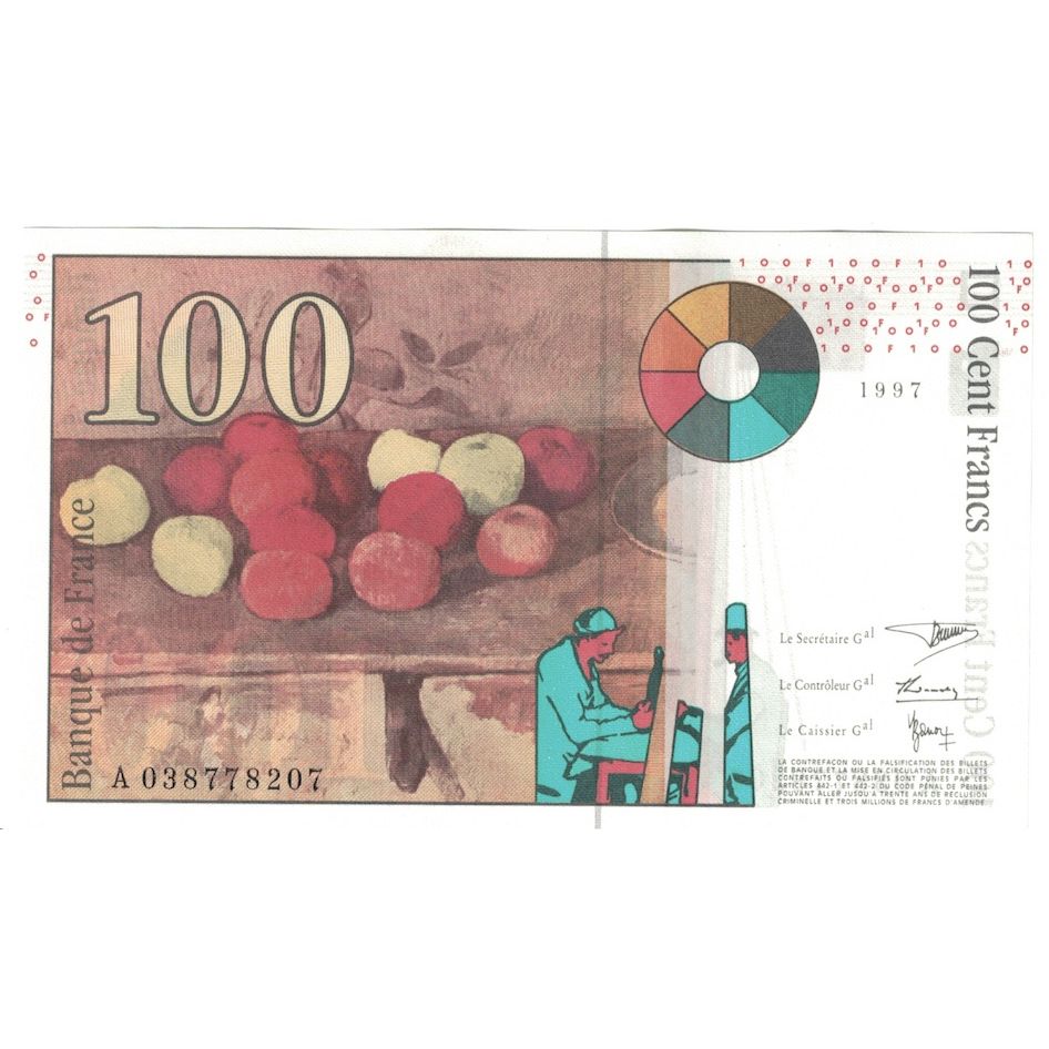 France, 100 Francs, Cézanne, 1997, A.038, UNC(64), Fayette:74.1, KM:158a