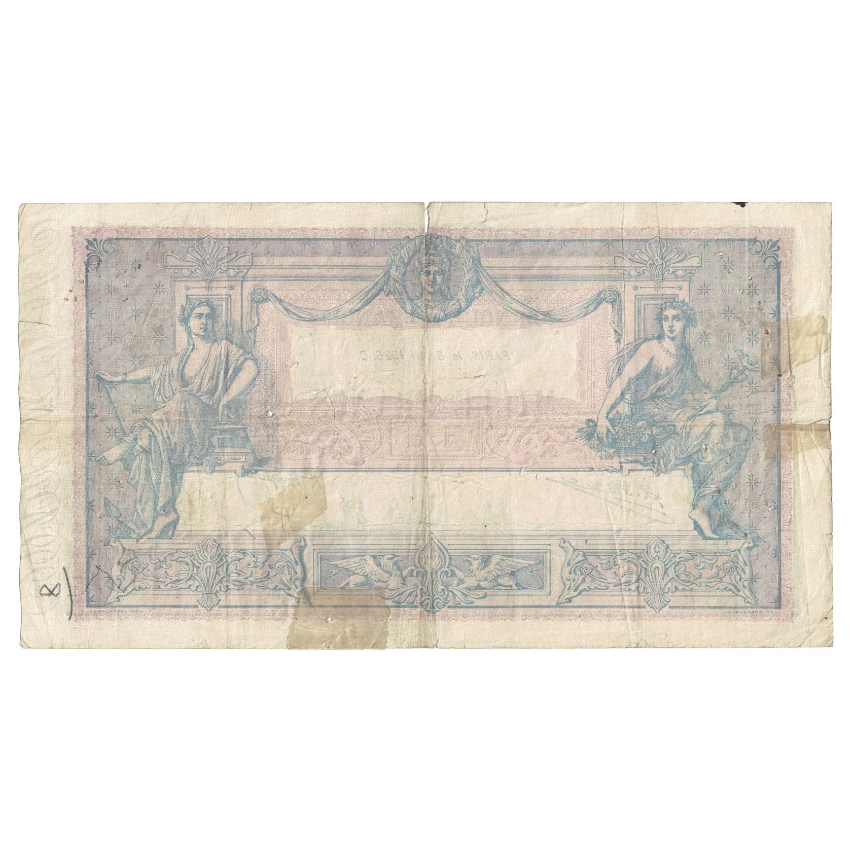 França, 1000 Francs, Bleu et Rose, 1926, N.233, VG(8-10), Fayette:36.42, KM:67j